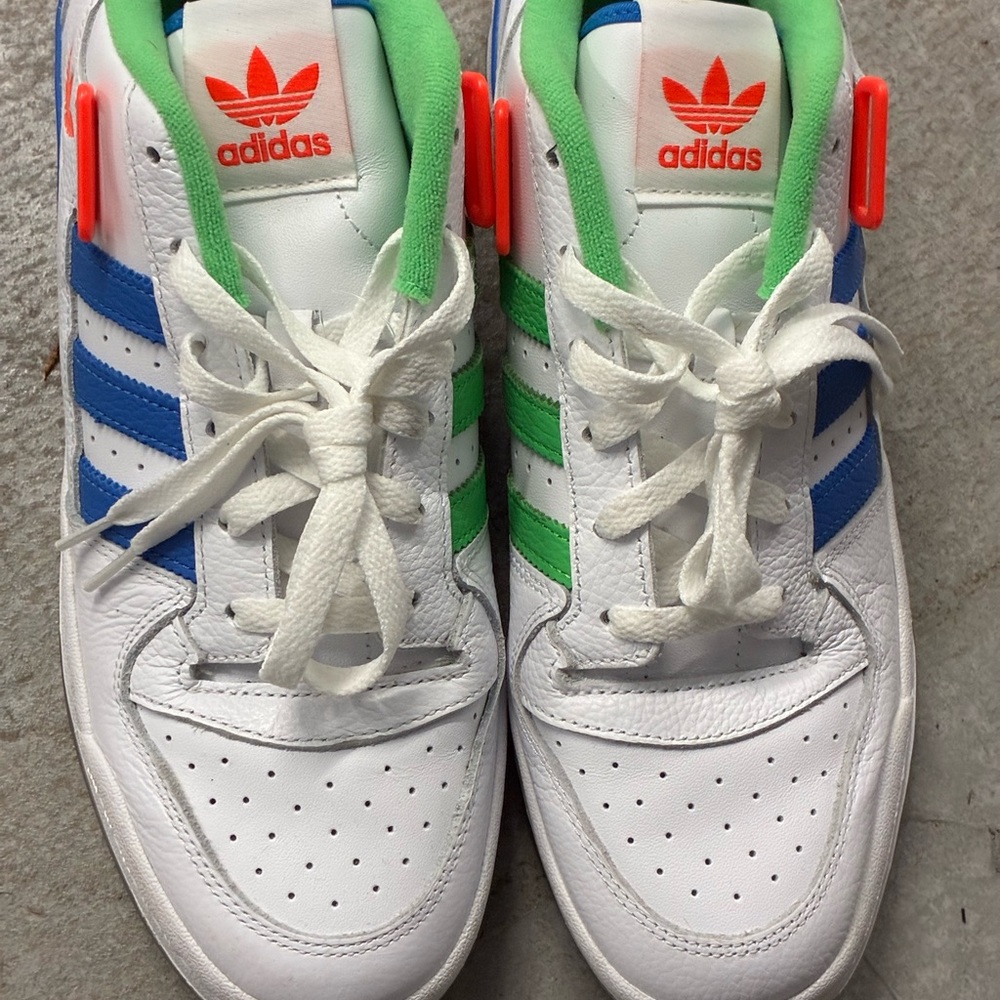 Adidas Men's White, Blue, and Green Athletic Shoes